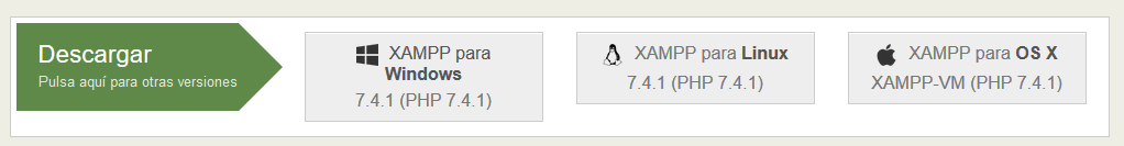 versiones de xampp